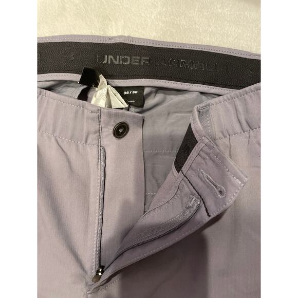 UNDER ARMOUR Straight Golf Pants Grey Men's 34x30 Stretch Waist Flat Front Gray - Picture 4 of 7